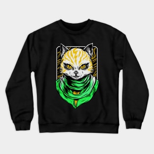 Cat Assassin Kitten Green Yellow Crewneck Sweatshirt